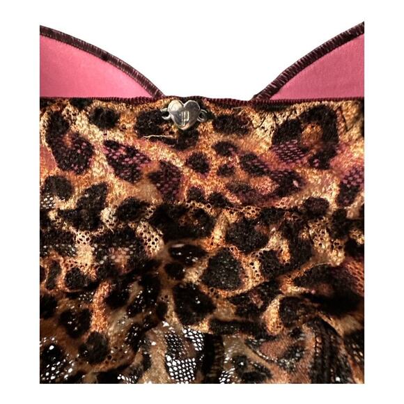 PINK Leopard Print Lace Push Up Bralette, XSmall - Picture 4 of 8
